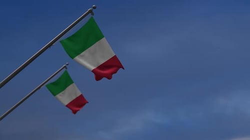 Seamless Loop of Two Italian Flags Flying