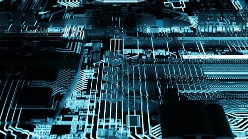 Futuristic Digital CPU Processor Circuit Board Animation