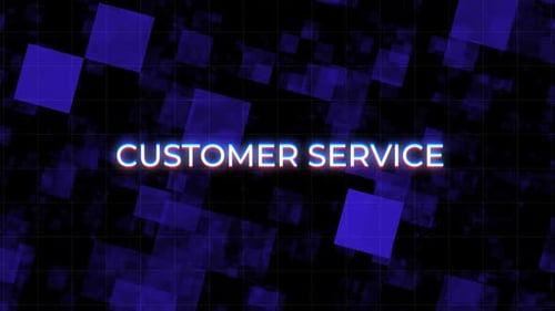 Customer Service Neon Glitch Text Reveal