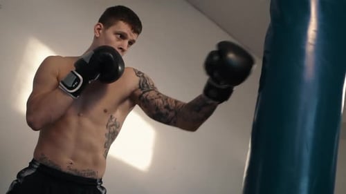 Young Adult Training With a Punching Bag