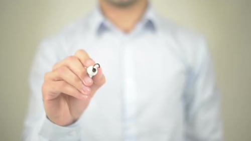 Hand Writes Security on Clear Surface