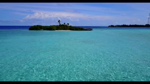 Aerial view panorama of paradise island beach adventure by blue ocean with white sandy background of