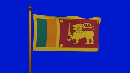 Sri Lanka Flag Waving on Blue Screen