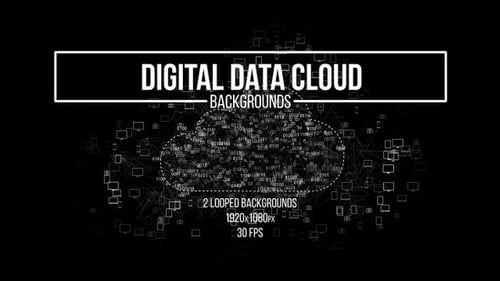 Animated Digital Data Cloud Network Background