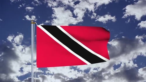Realistic Waving Flag of Trinidad and Tobago