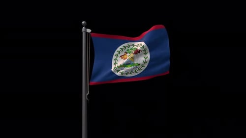 Realistic 3D Belize Flag Waving with Alpha Channel
