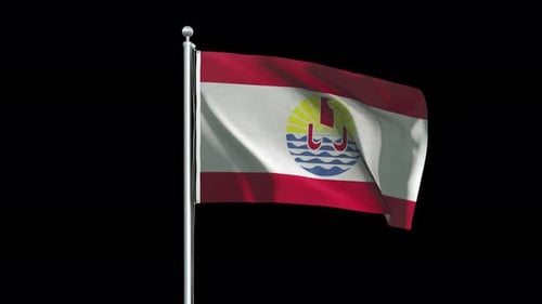 French Polynesia Flag Waving with Alpha Channel
