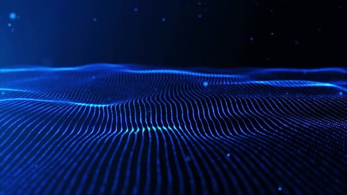 Abstract Blue Digital Wave Particle Background Loop