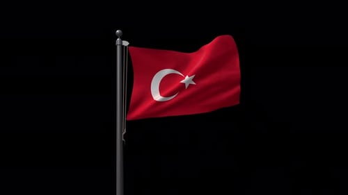 Realistic 3D Animation of Turkish Flag Waving