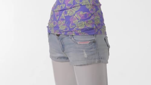 Mannequin in Denim Shorts Turning.