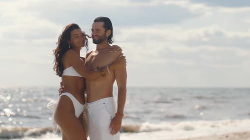 Romantic Couple in Love on the Beach