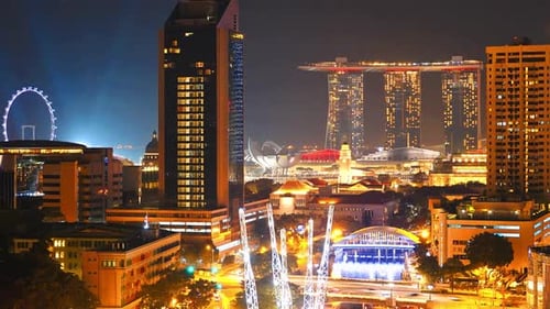 Time lapse beautiful architecture business building cityscape of Singapore city