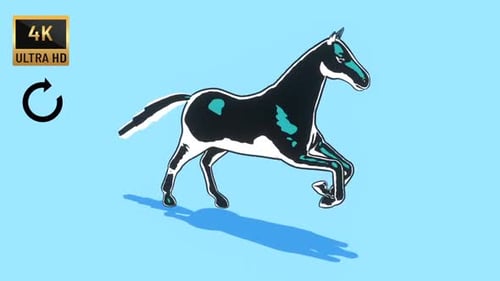 Animated Stylized Horse Galloping Loop Illustration