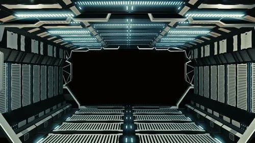 Seamless Loop of a Futuristic Sci-Fi Corridor with Neon Lights