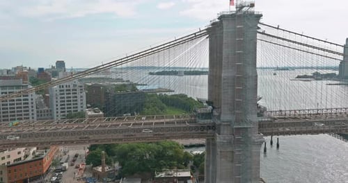 Luftaufnahme entlang der Brooklyn Bridge Heights im Brooklyn Downtown Skyscraper NYC