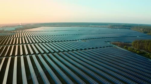 Top View of a Solar Power Station Renewable Energy Solar Panels