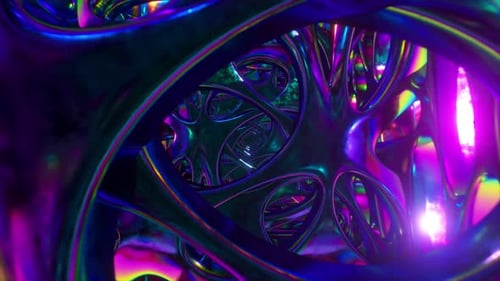 Abstract Futuristic Iridescent Organic Tunnel Loop Background