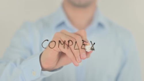 Complex, Man Writing on Transparent Screen