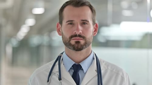 Close Up of Male Doctor in Hospital Setting