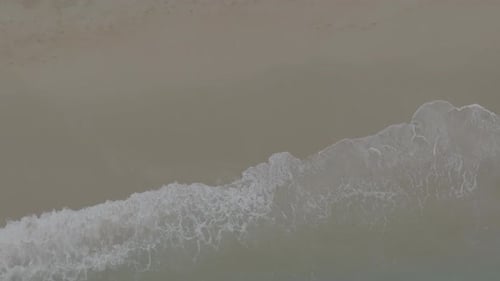 Foamy Ocean Waves Crashing on Sandy Shoreline