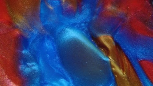 Abstract Fluid Motion with Blue, Red and Gold Colors