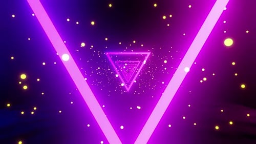 Futuristic Abstract Neon Triangle Tunnel Background Loop