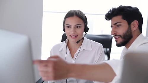 Call Center. Operators Working In Contact Center