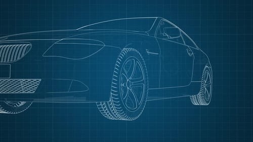 animation de la voiture et de ses composants dans la stylisation technologique.