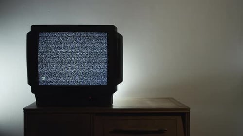 Vintage Television Static in Dark Room