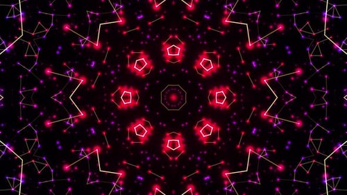 Abstract Geometric Neon Kaleidoscope Seamless Loop Background