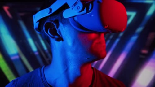 Young Adult Using Virtual Reality Headset