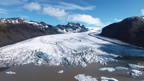 Aerial Panoramic View of the Skaftafell Glacier Vatnajokull National Park