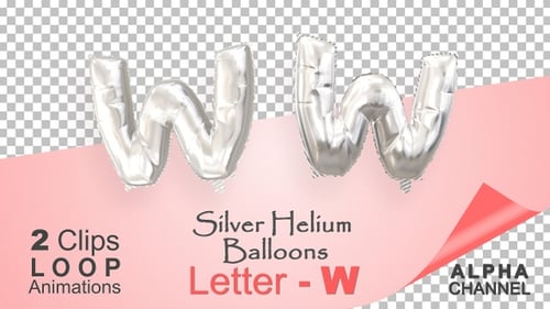 Animated Silver Foil Balloon Letter W Loop