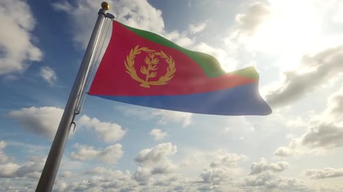 Drapeau de l'Érythrée sur un mât