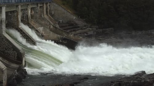 Water Cascading Through Hydroelectric Dam