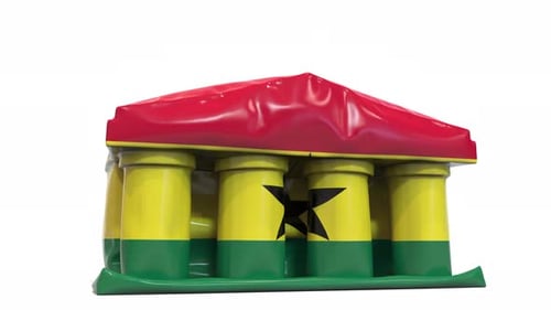 Deflating Bank or Government Building with Flag of Ghana