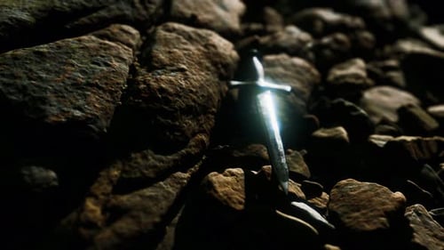 Old Dagger on the Rock at Sunset