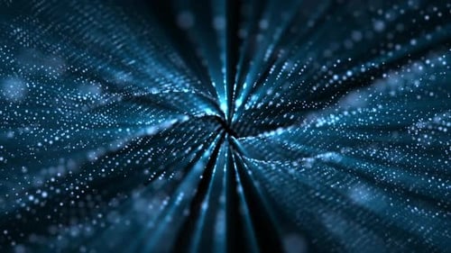 Abstract Blue Particle Grid Wave Digital Background