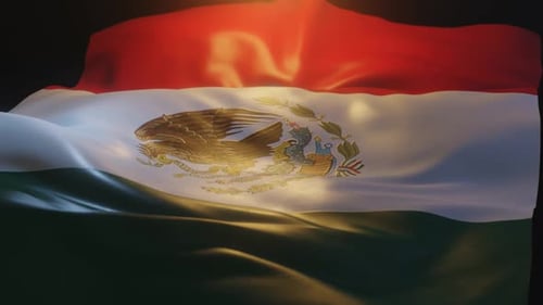 Realistic Waving Mexican Flag Animation Loop