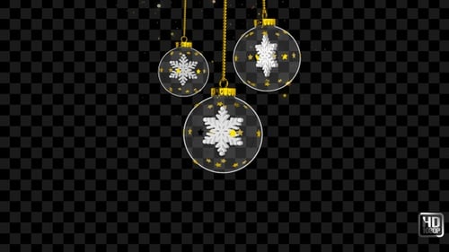 Transparent Christmas Ornaments with Snowflakes and Golden Stars