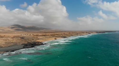 Drone flying over beautiful El Cotillo Beach - Fuerteventura