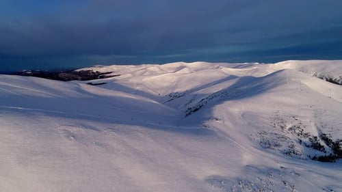 Aerial View in Sunrise Winter Mountain