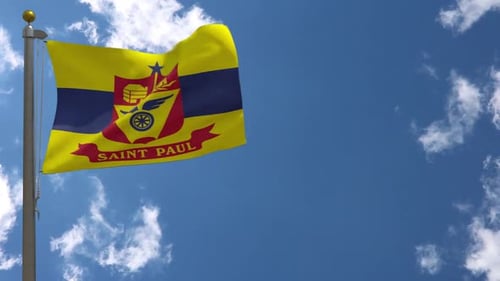 Realistic Saint Paul City Flag Waving in Blue Sky