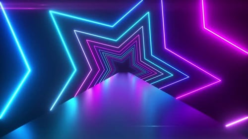 Glowing Neon Star Tunnel Seamless Loop Background