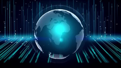 Futuristic Digital Earth Globe with Connecting Data Lines