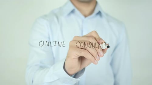 Man Writing Online Consultation with Marker