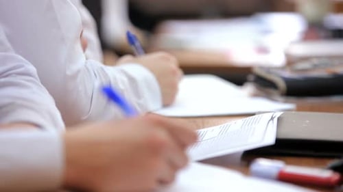 High School Teenage Students at the Desk