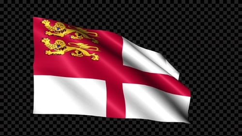 Drapeau Sercq soufflant dans le vent
