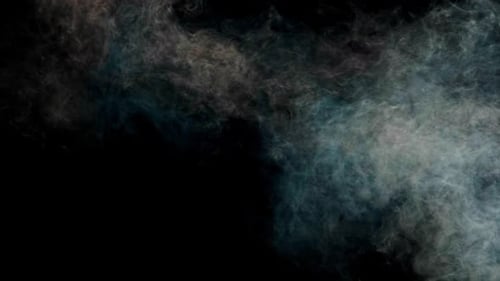 Abstract Blue Smoke Billowing on Black Background