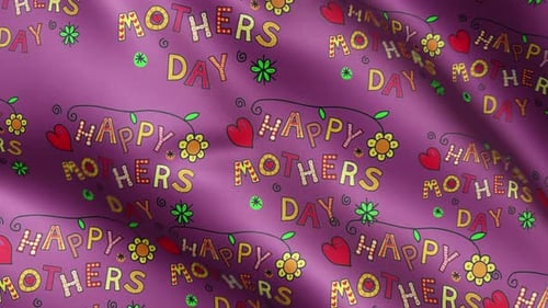 Animated Decorative Happy Mothers Day Text Waving Flag Background